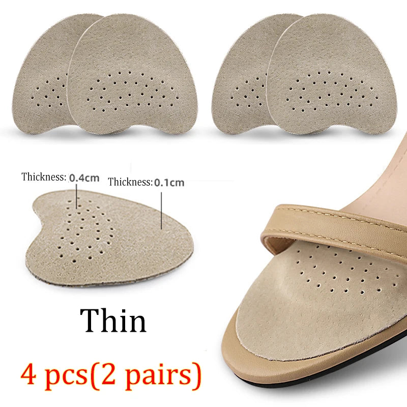4pcs Sandals Anti-slip Stickers Leather Forefoot Pad Women High Heels Pain Relief Insert Insoles Toe Cushion Foot Care Shoes Pad