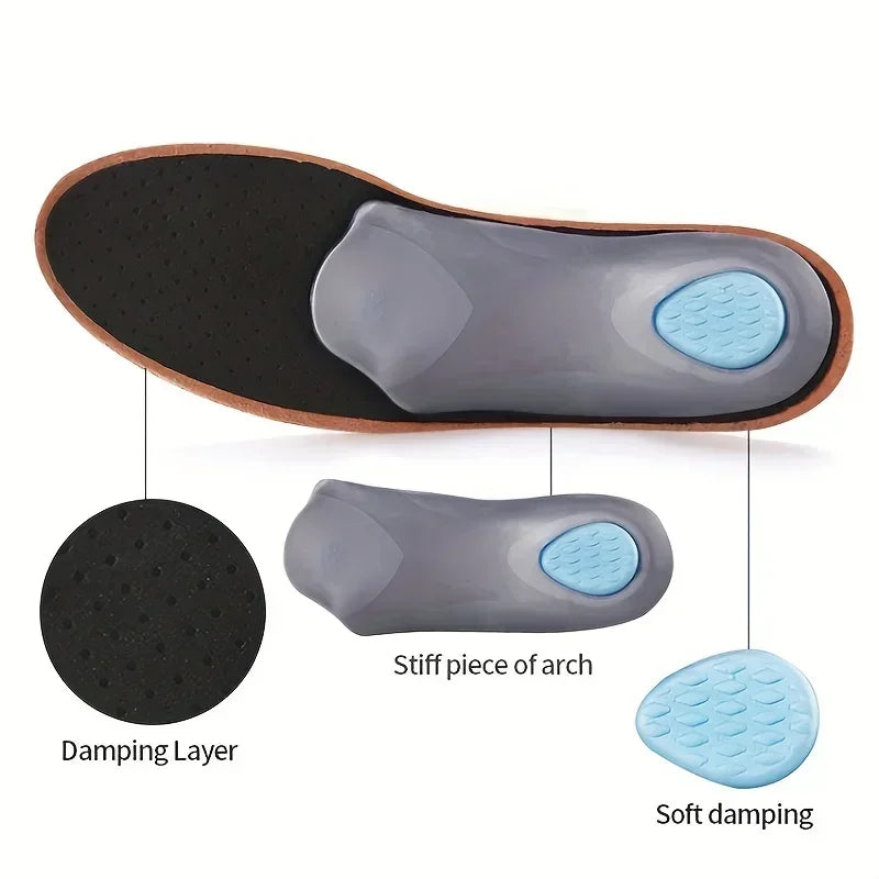 Insole for Shoes Leather Orthotic Insoles Flat Feet High Arch Support Orthopedic Shoes Sole Fit in O/X Leg Corrected Insert