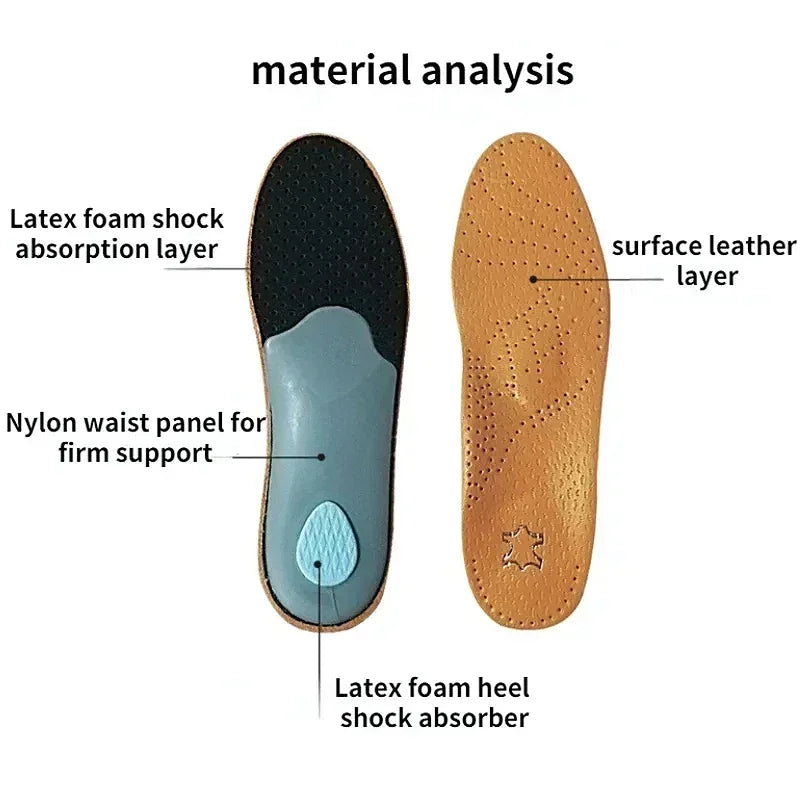Insole for Shoes Leather Orthotic Insoles Flat Feet High Arch Support Orthopedic Shoes Sole Fit in O/X Leg Corrected Insert