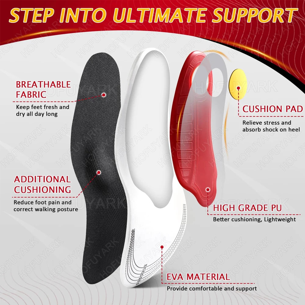 Orthotic Insole Men High Arch Support Flatfoot Orthopedic Insoles For Feet Ease Pressure Plantar Fasciitis Pain Relief Shoe Sole