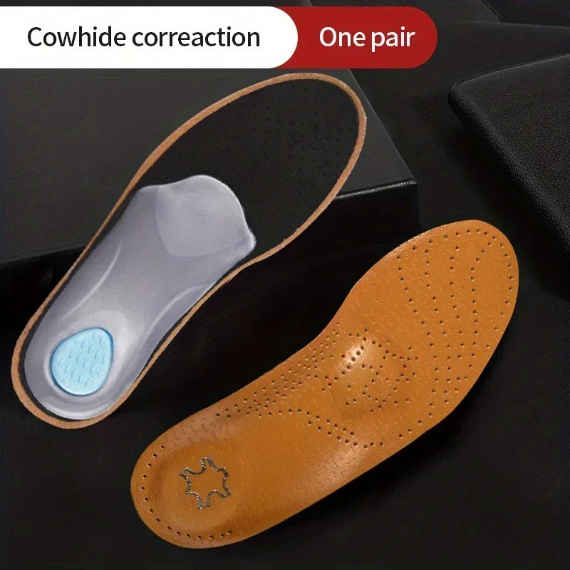 Insole for Shoes Leather Orthotic Insoles Flat Feet High Arch Support Orthopedic Shoes Sole Fit in O/X Leg Corrected Insert