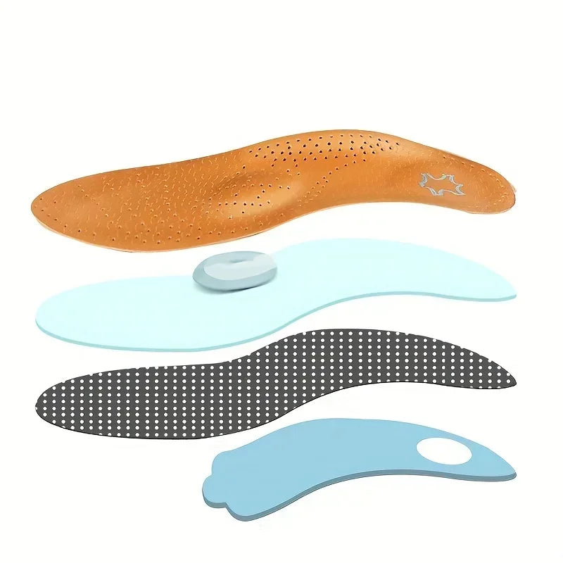 Insole for Shoes Leather Orthotic Insoles Flat Feet High Arch Support Orthopedic Shoes Sole Fit in O/X Leg Corrected Insert
