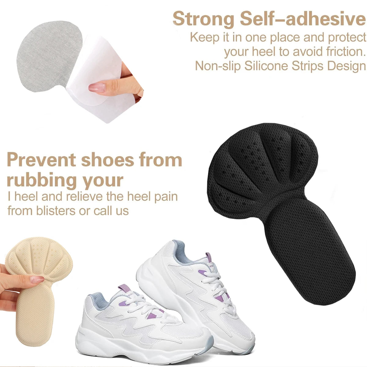 Heel Stickers Sneakers Heel Protection Pads Pain Relief Shoe Size Reducer Half Cushion Heel Inserts T-Shaped Shoe Foot Care Pad