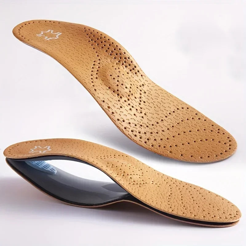 Insole for Shoes Leather Orthotic Insoles Flat Feet High Arch Support Orthopedic Shoes Sole Fit in O/X Leg Corrected Insert