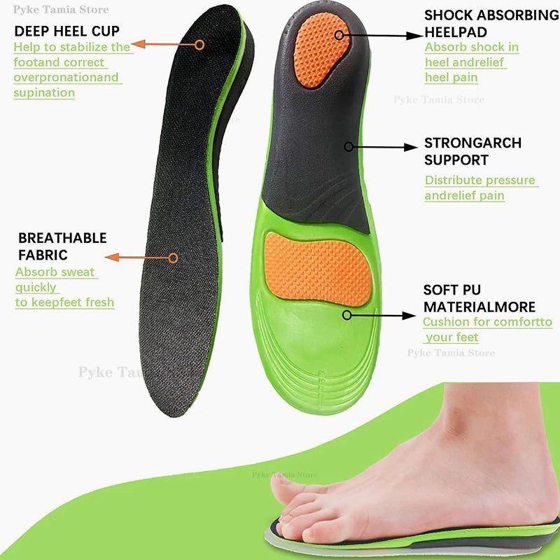 Orthopedic Insole Thickened Arch Support Shoes Pad for Flat Feet Sport Shock Absorption High Elastic Wear Resistant Foot Cushion
