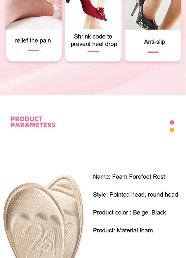 Forefoot Pad Non-slip Sole Toe Plug Cushion Half Insoles for Shoes Inserts Reduce Shoe Size Filler High Heels Pain Relief Pads