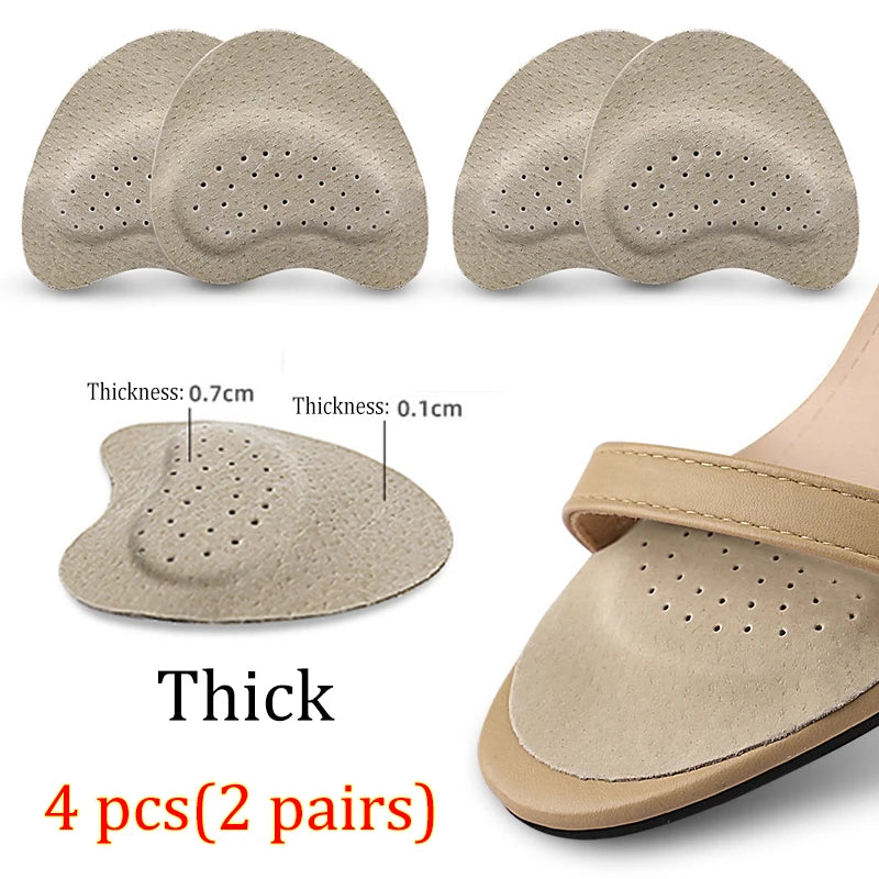 4pcs Sandals Anti-slip Stickers Leather Forefoot Pad Women High Heels Pain Relief Insert Insoles Toe Cushion Foot Care Shoes Pad