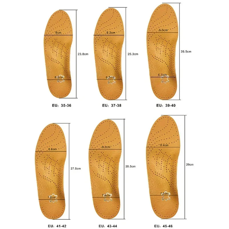 Insole for Shoes Leather Orthotic Insoles Flat Feet High Arch Support Orthopedic Shoes Sole Fit in O/X Leg Corrected Insert